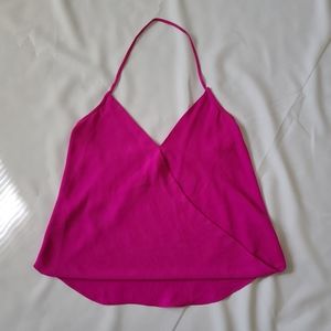 Olivaceous Crop Halter Sheer Top in Hot Pink Size S Used